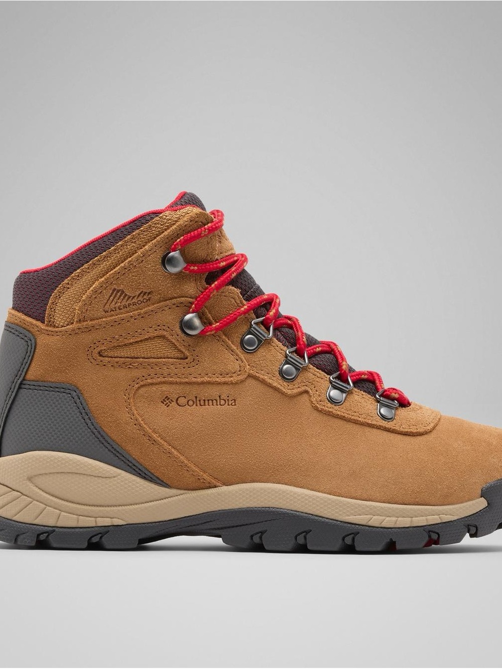 Columbia Tan Suede Hiking Boots with Red Laces